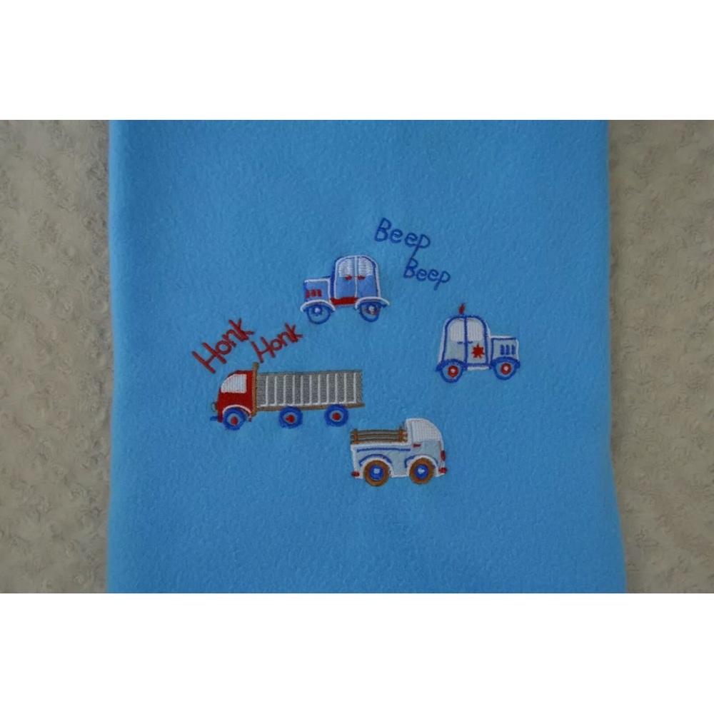 Tadpoles Blue Trucks Baby Boy Blanket Beep Beep Honk Honk Red Gray